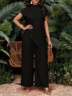 Women's asymmetric hem top and wide-leg trouser co-ord set