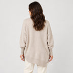 Women's Oversized High-Low Jumper in Beige | Gunnerside – back view