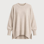 Women's Oversized High-Low Jumper in Beige | Gunnerside – front view