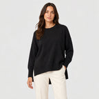 Women's Oversized High-Low Jumper in Black | Gunnerside – front view