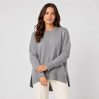 Women's Oversized High-Low Jumper in Grey | Gunnerside – front view