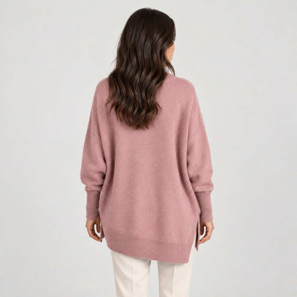 Women's Oversized High-Low Jumper in Dusty Pink | Gunnerside – back view