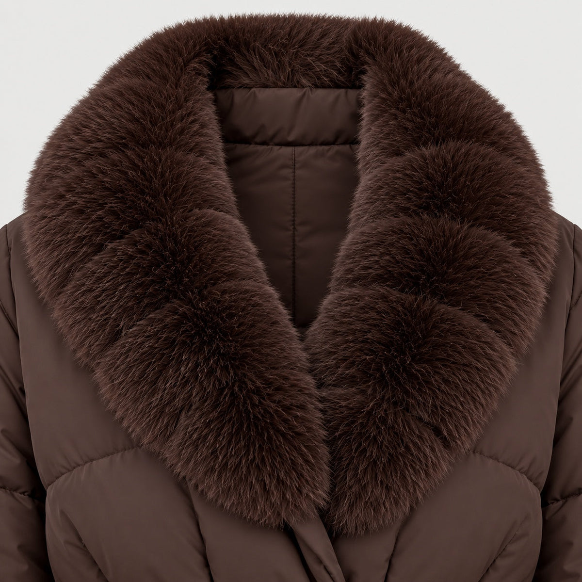 Women's belted padded jacket in Brown | Everdon – detail view