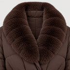 Women's belted padded jacket in Brown | Everdon – detail view