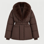 Women's belted padded jacket in Brown | Everdon – front view