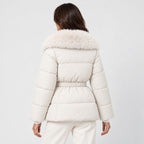 Women's belted padded jacket in Cream | Everdon – back view