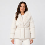 Women's belted padded jacket in Cream | Everdon – front view