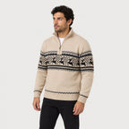 Men's Fair Isle half-zip jumper in Beige | Muchelney – side view