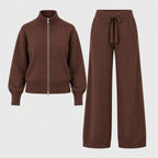 Women's knit co-ord set in Brown | Lanreath – front view