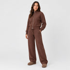 Women's knit co-ord set in Brown | Lanreath – side view