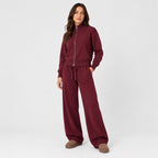 Women's knit co-ord set in Burgundy | Lanreath – side view