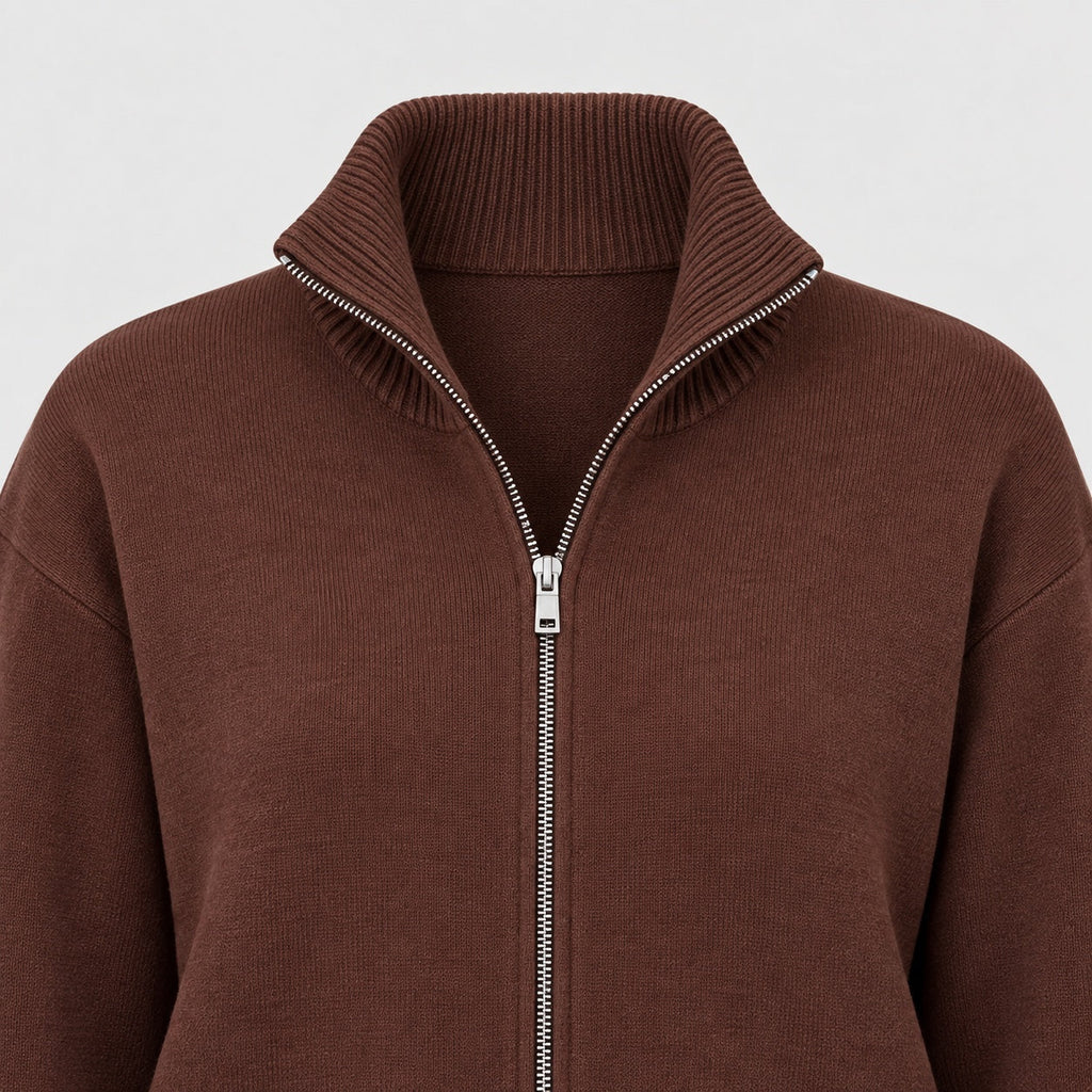 Women's knit co-ord set in Brown | Lanreath – detail view