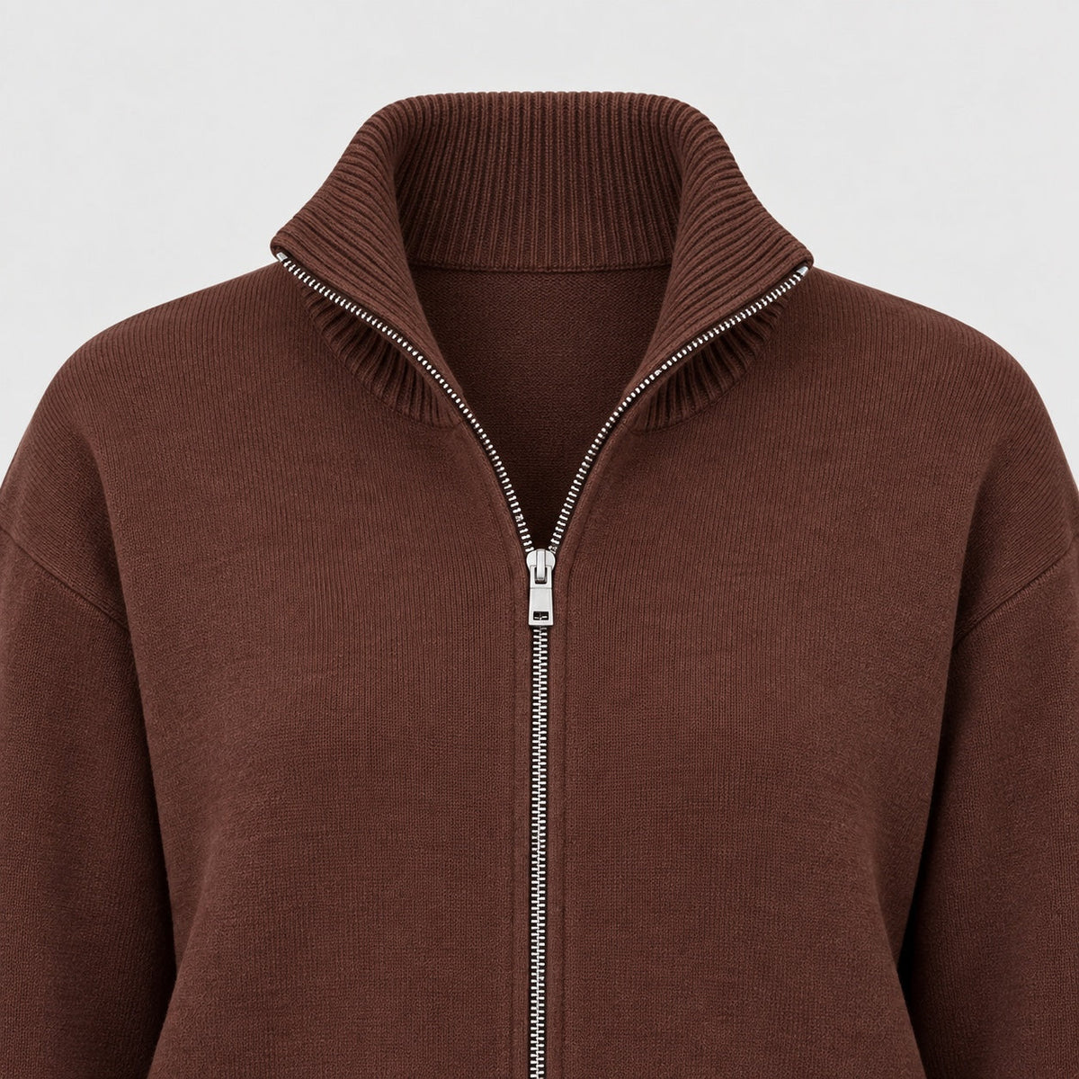 Women's knit co-ord set in Brown | Lanreath – detail view