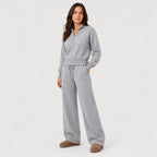 Women's knit co-ord set in Grey | Lanreath – side view