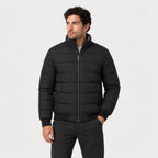 Men's padded bomber jacket in Black | Polstead – front view