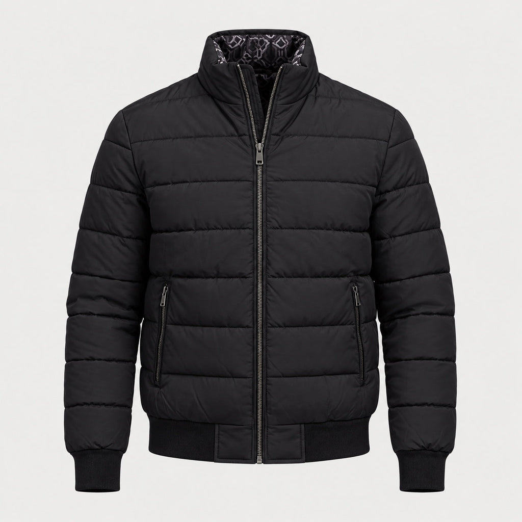 Men's padded bomber jacket in Black | Polstead – front view
