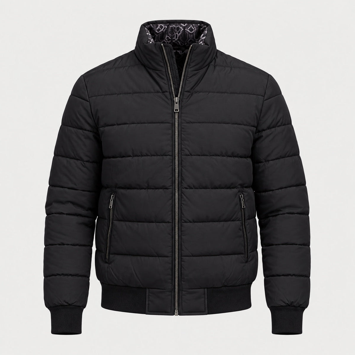 Men's padded bomber jacket in Black | Polstead – front view