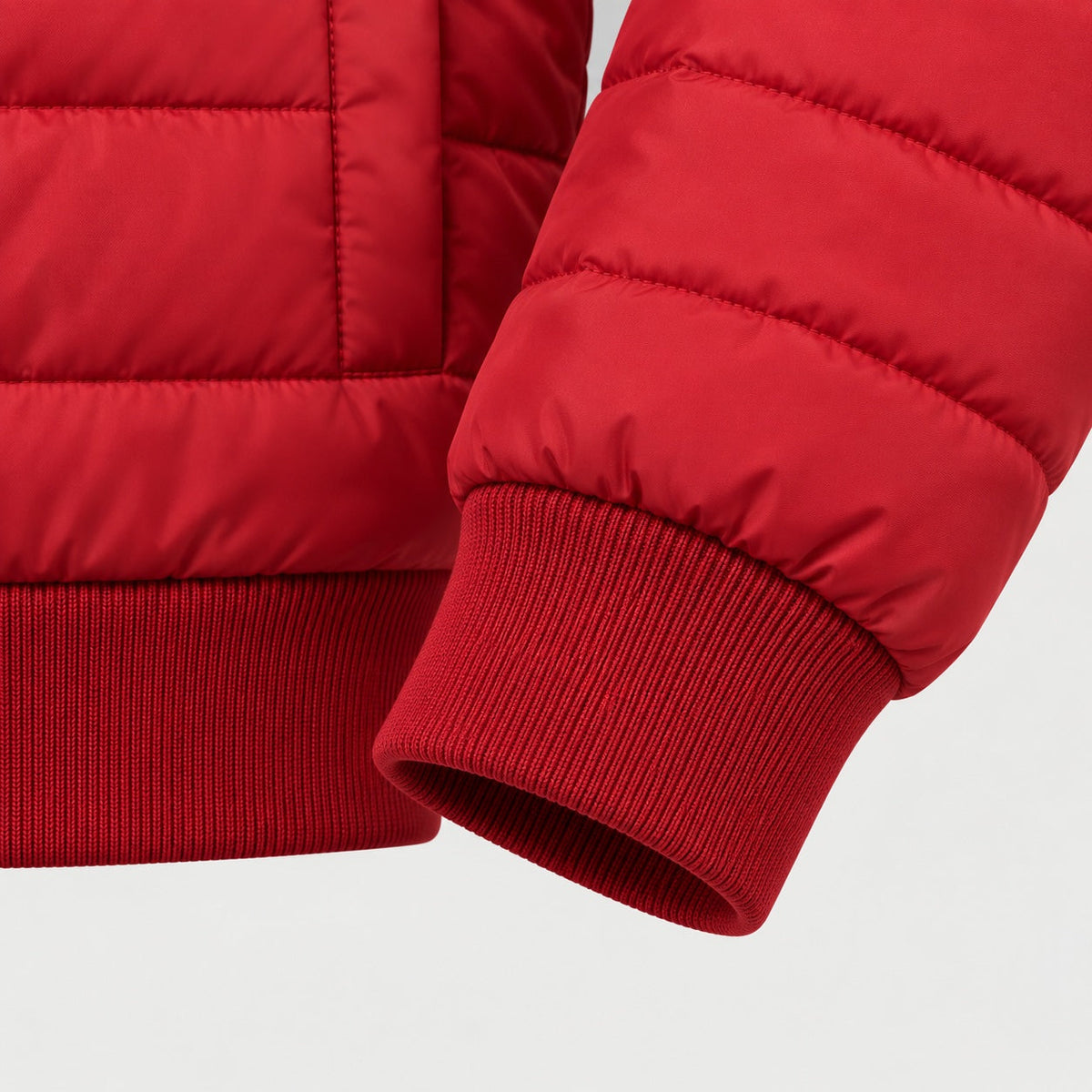 Men's padded bomber jacket in Red | Polstead – detail view