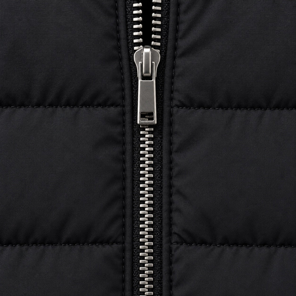 Men's padded bomber jacket in Black | Polstead – detail view