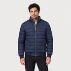 Men's padded bomber jacket in Navy | Polstead – front view