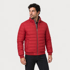 Men's padded bomber jacket in Red | Polstead – side view