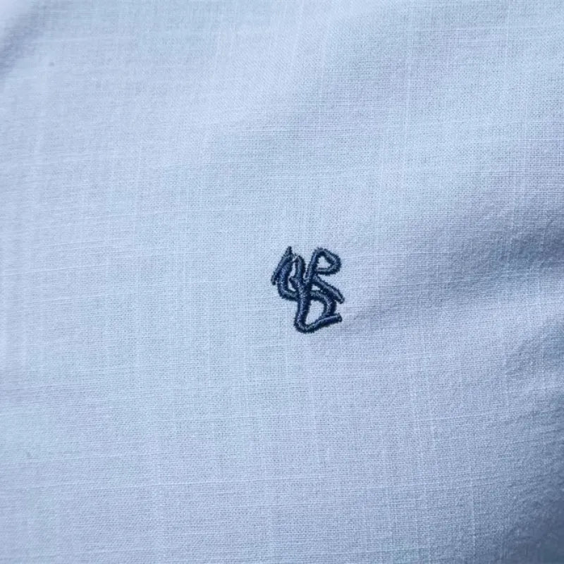 Men's long-sleeve band collar shirt