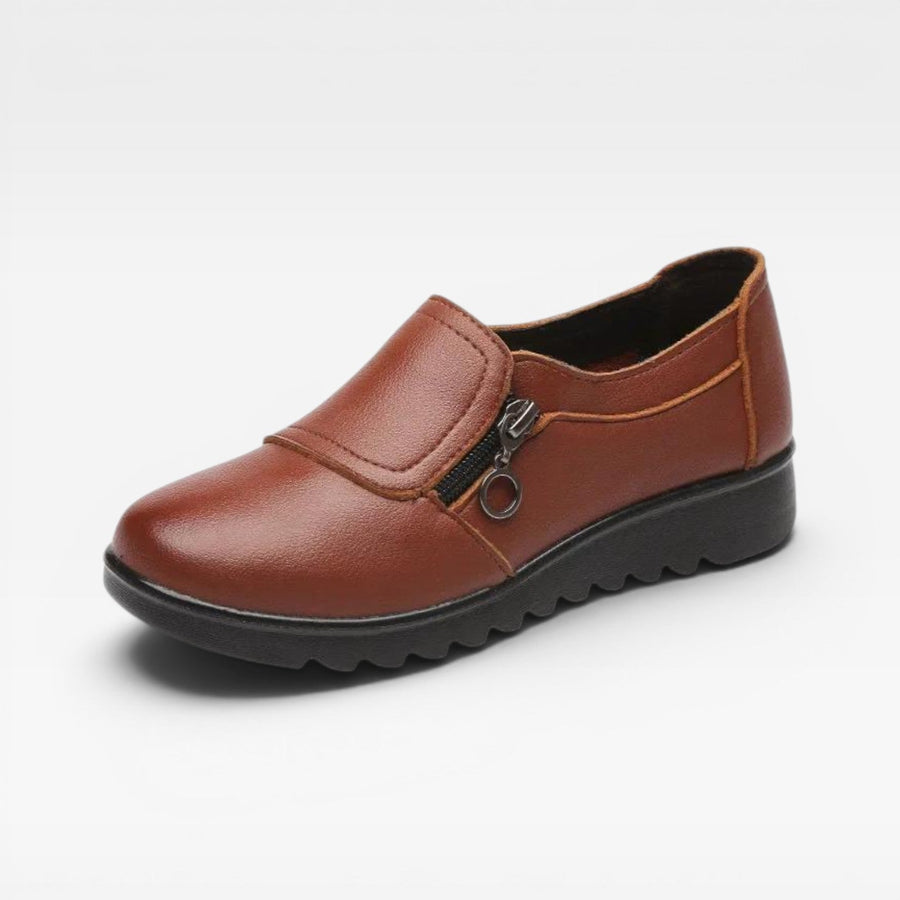Women's Leather Moccasins with Zip Detail — view 7