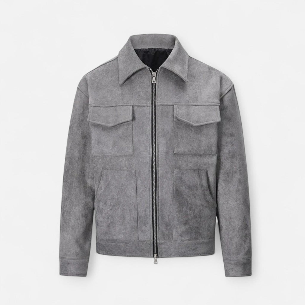 Men's relaxed fit suede-look jacket