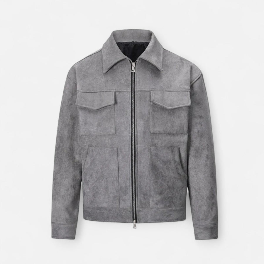 Men's relaxed fit suede-look jacket