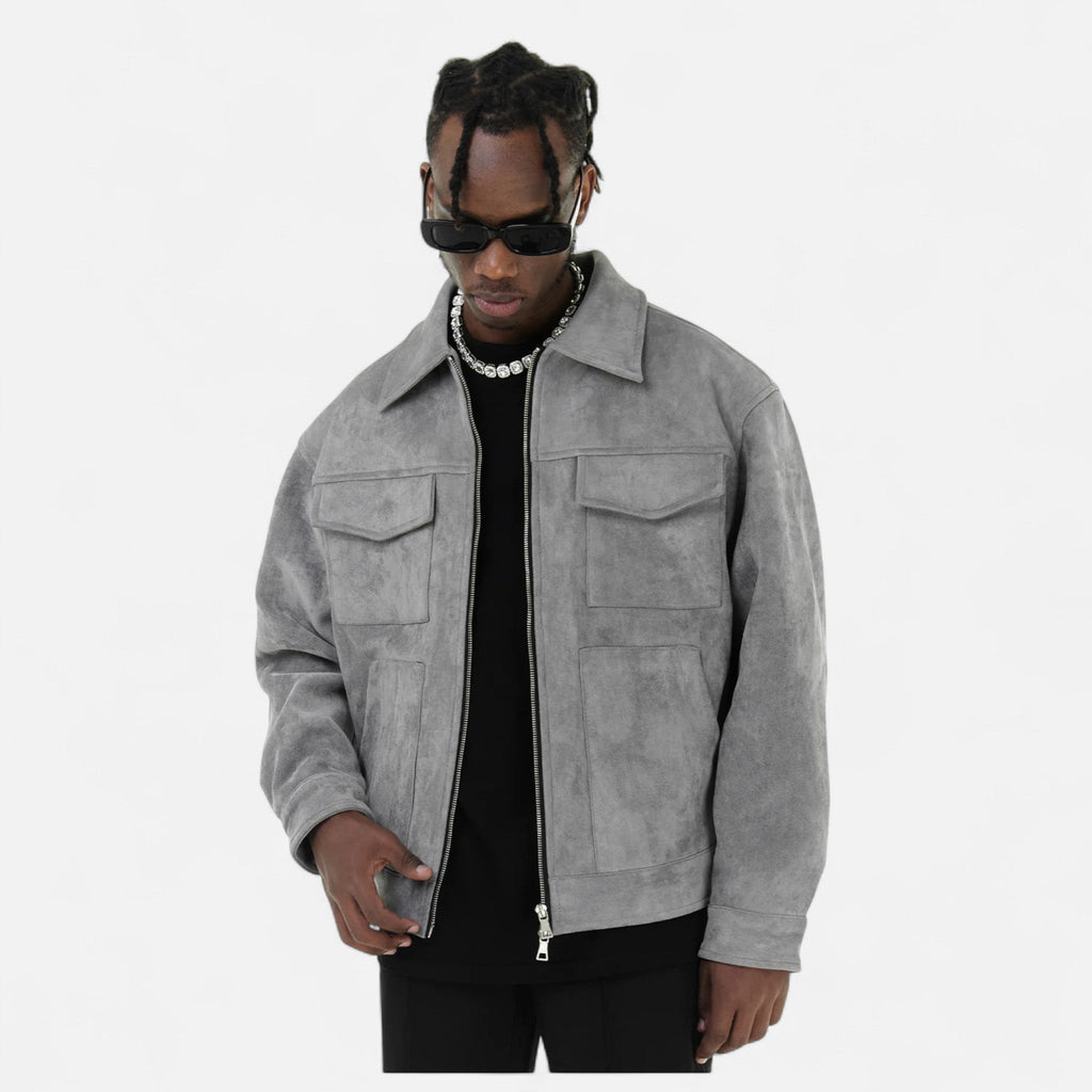 Men's relaxed fit suede-look jacket