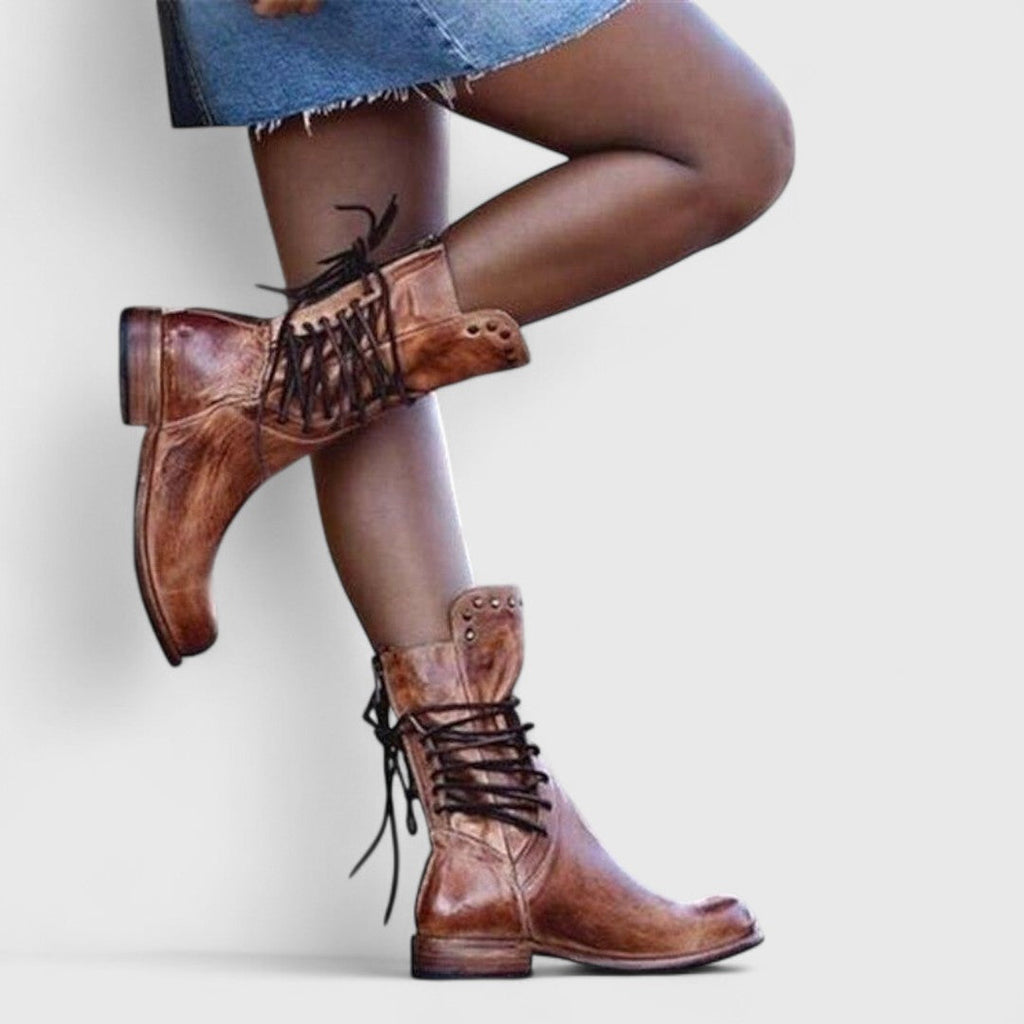 Women's Studded Lace-Up Leather Ankle Boots — view 10