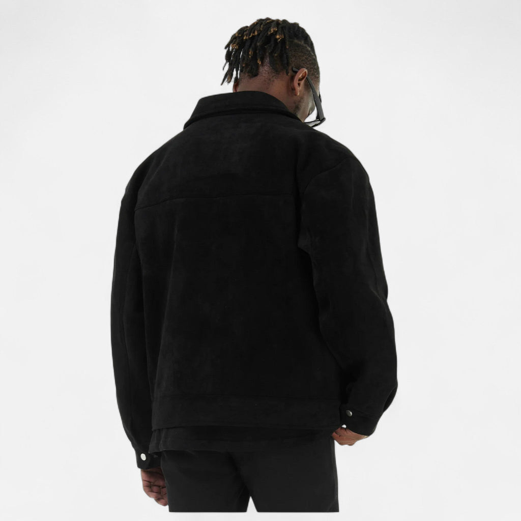 Men's relaxed fit suede-look jacket