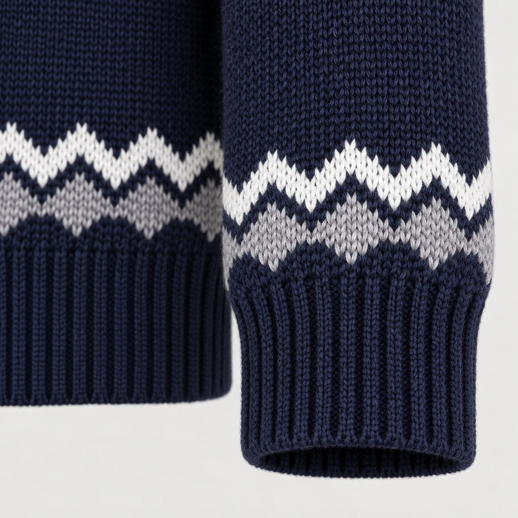 Men's Fair Isle shawl collar cardigan in Black | Brampton – detail view