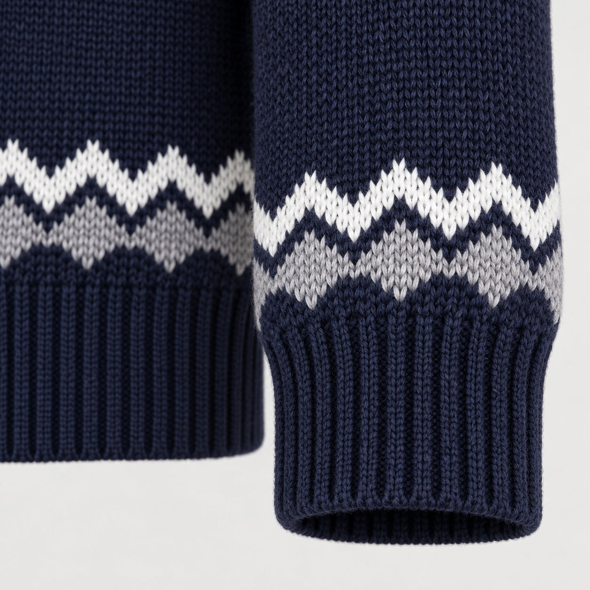 Men's Fair Isle shawl collar cardigan in Black | Brampton – detail view