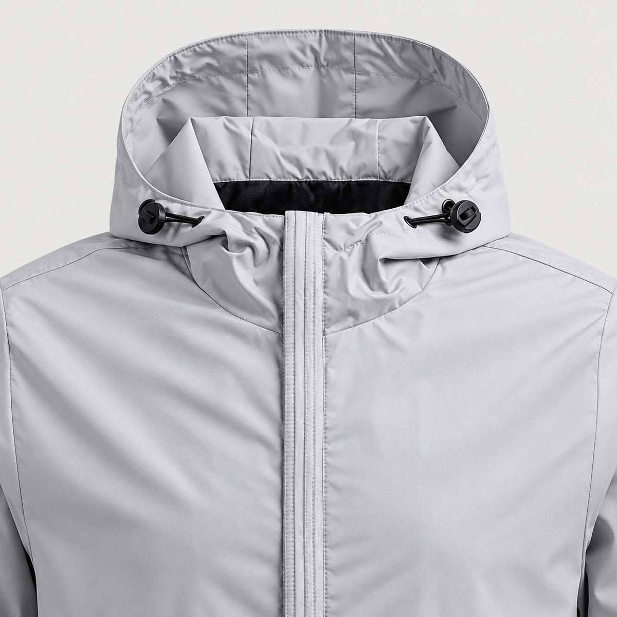 Men's hooded windbreaker in Light Grey | Meldon – detail view