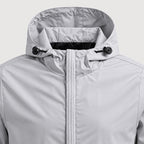 Men's hooded windbreaker in Light Grey | Meldon – detail view