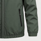 Men's hooded windbreaker in Dark Green | Meldon – detail view