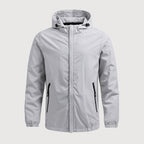 Men's hooded windbreaker in Light Grey | Meldon – front view