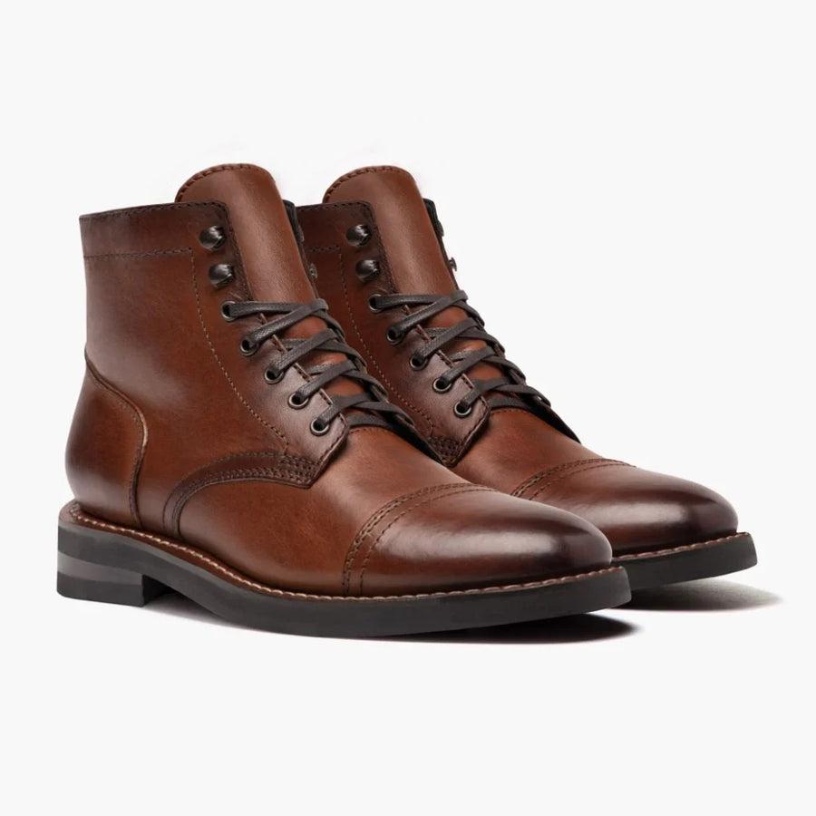 Men's Leather Cap Toe Lace-Up Ankle Boots — view 9