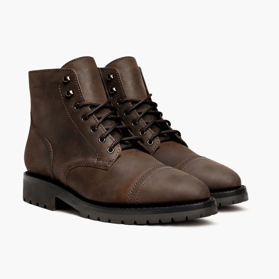 Men's Leather Cap Toe Lace-Up Ankle Boots — view 8