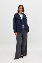 Manteau boxy à col montant croisé pour femme | Salcombe