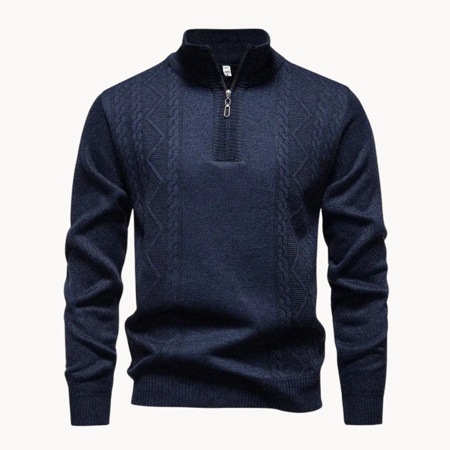 Men's Cable Textured Zip-Up Jumper | Stratton