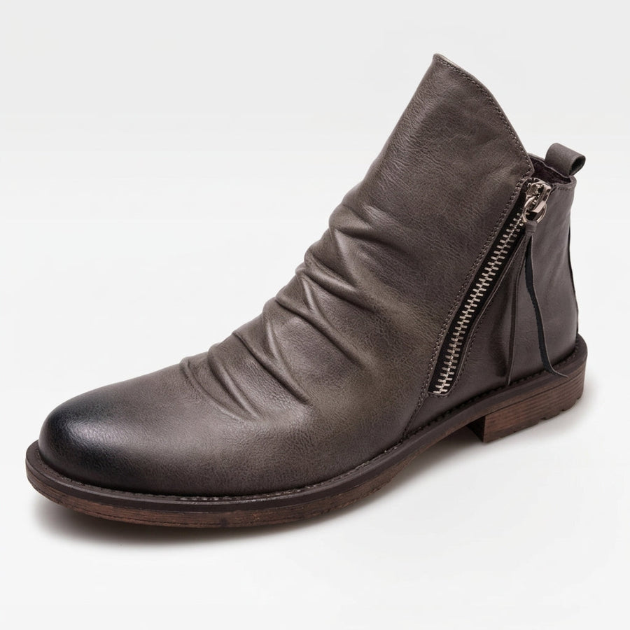 Men's Soft Leather Side-Zip Ankle Boots — view 10