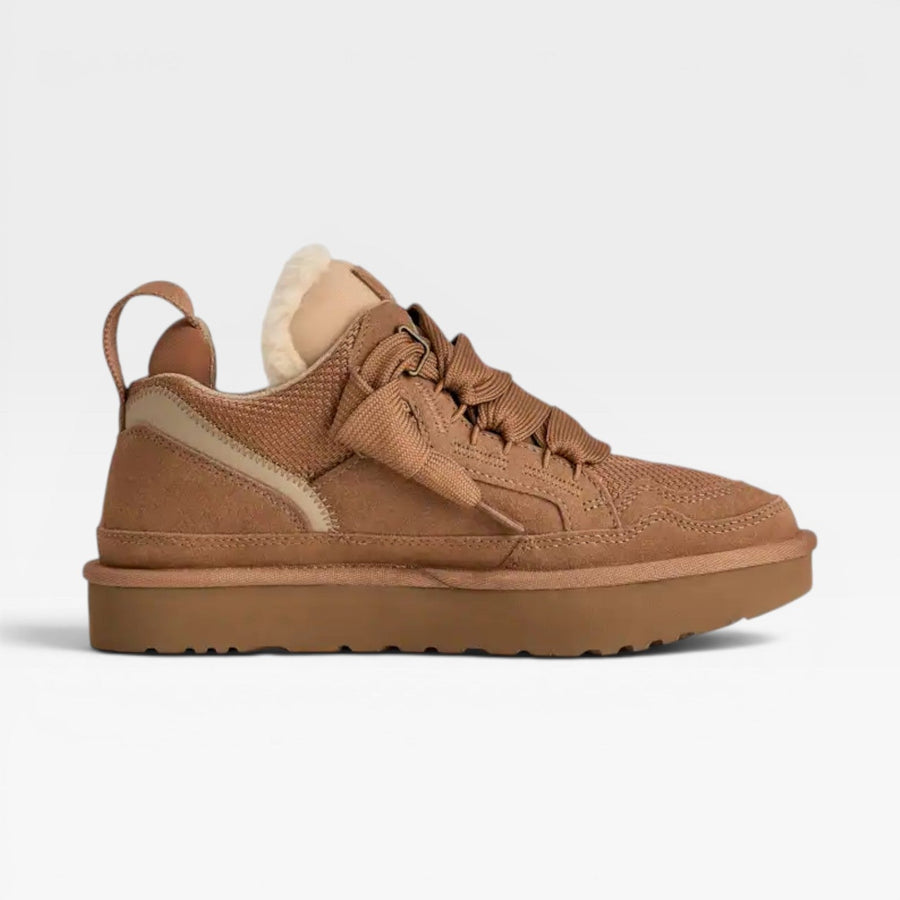 Women's Chunky Suede Trainers with Sheepskin Lining