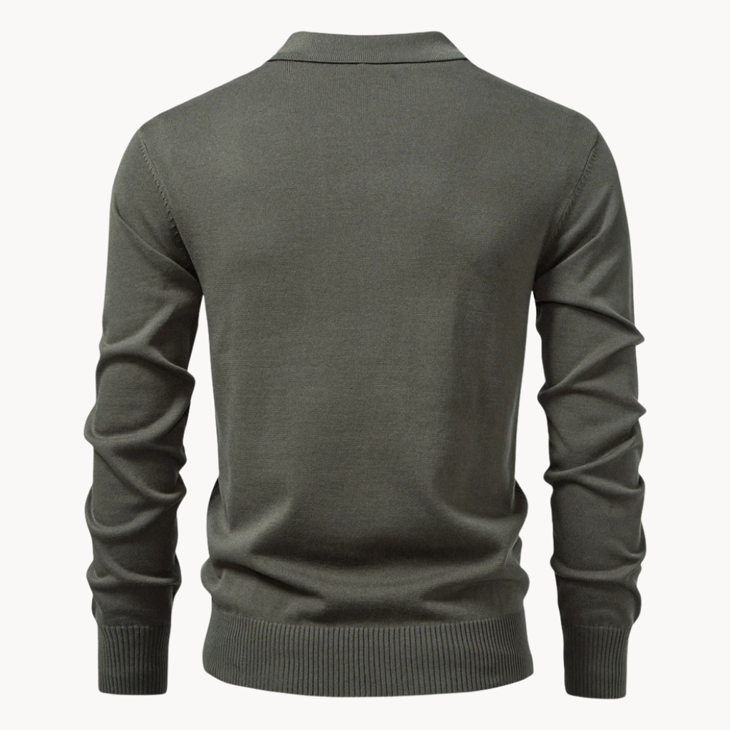 Men's Ribbed Knit Zip-Up Polo Jumper | Eldridge