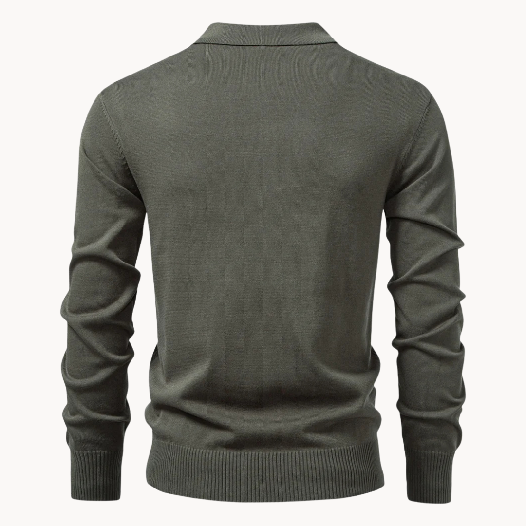 Men's Ribbed Knit Zip-Up Polo Jumper | Eldridge