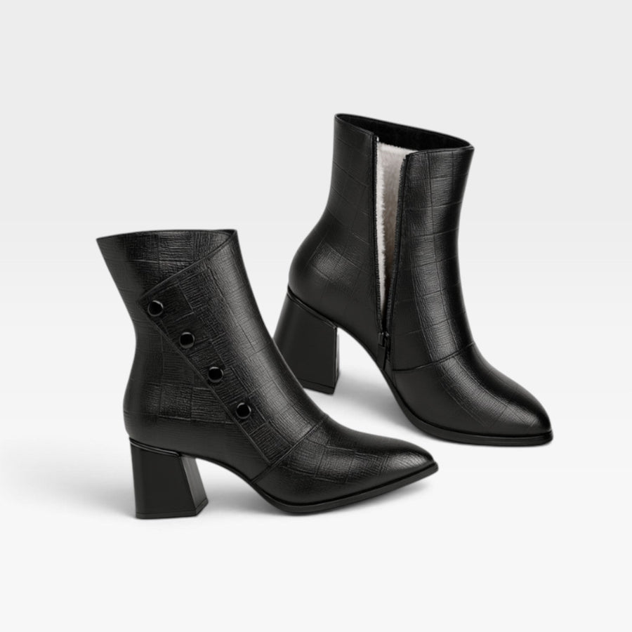 Women's Pointed Toe Leather Ankle Boots — view 4