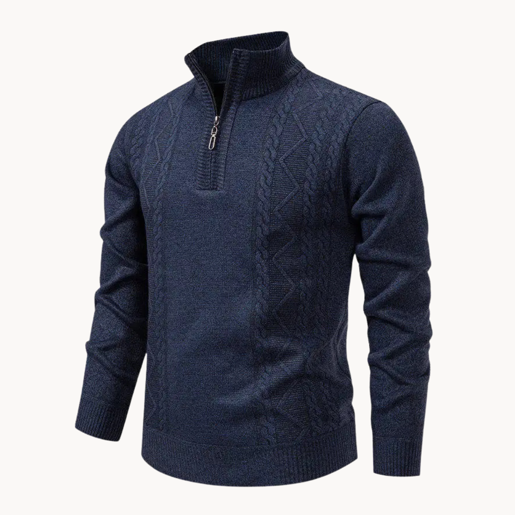 Men's Cable Textured Zip-Up Jumper | Stratton