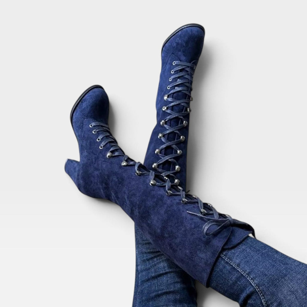 Women's Lace-Up Ankle Boots with Square Heel — view 9