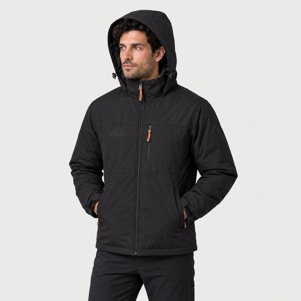 Men's Hooded Windbreaker in Black | Troutbeck – side view